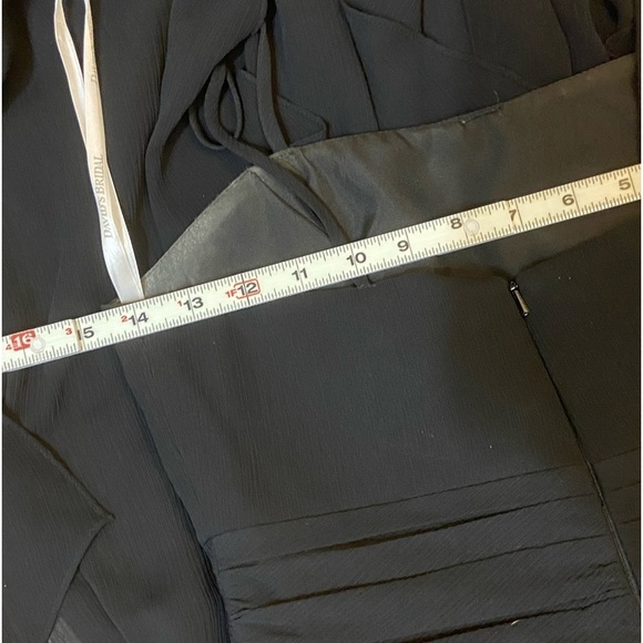 David’s Bridal Black Midi Chiffon Dress Bridesmaid Wedding Prom - Picture 12 of 15